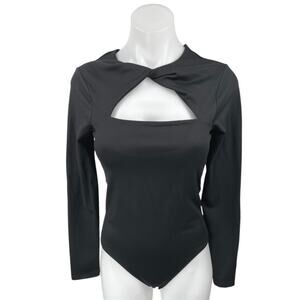 NEW Abercrombie & Fitch Cutout Long Sleeve Thong Bodysuit Top Tee T-Shirt Size S